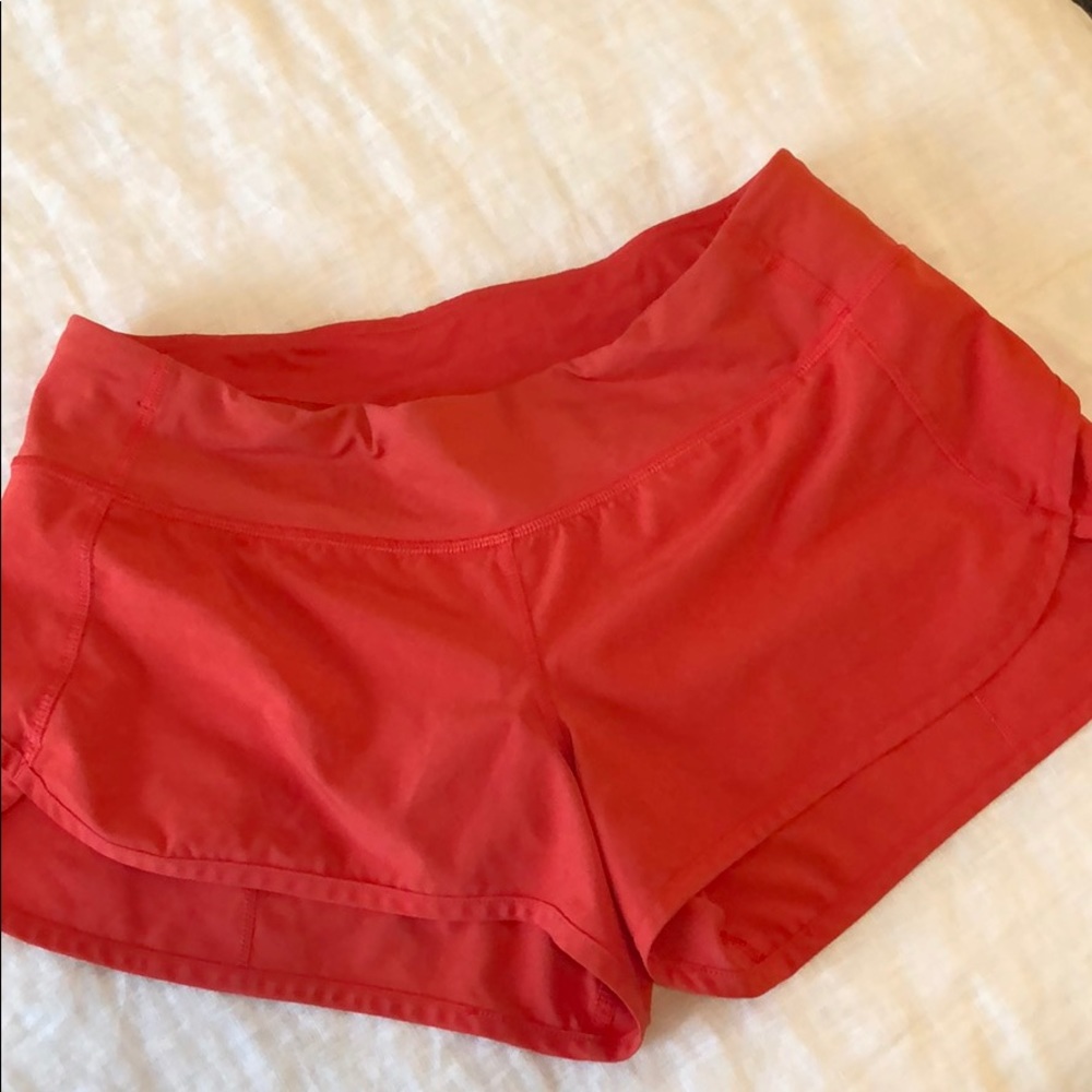 Red lululemon speed shorts